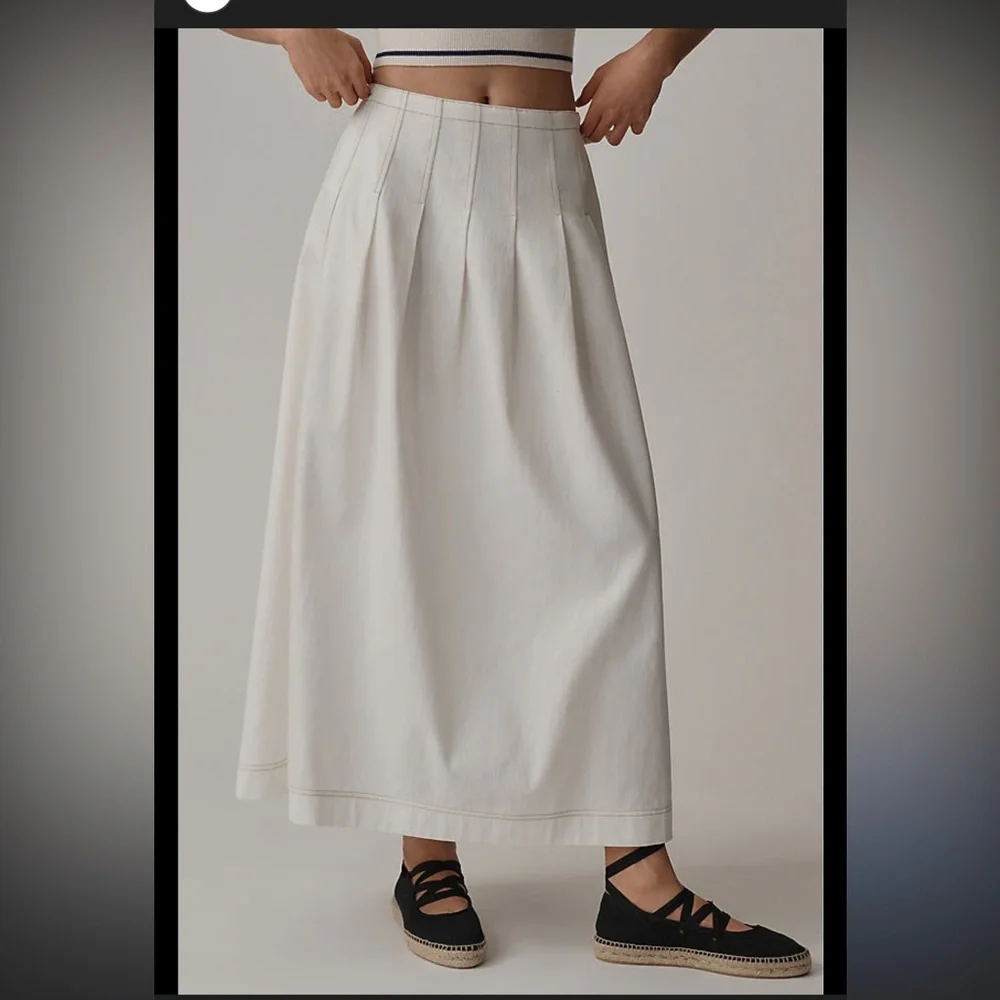 ANTHRO Off White Midi Skirt - Picture 2 of 9